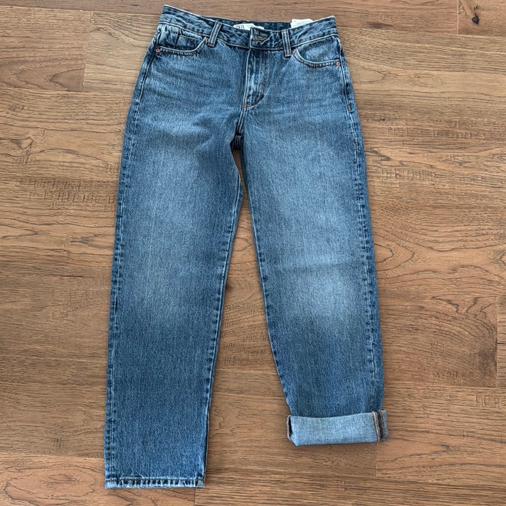 NWT Zara High Rise Folded Hem Jeans Size 4